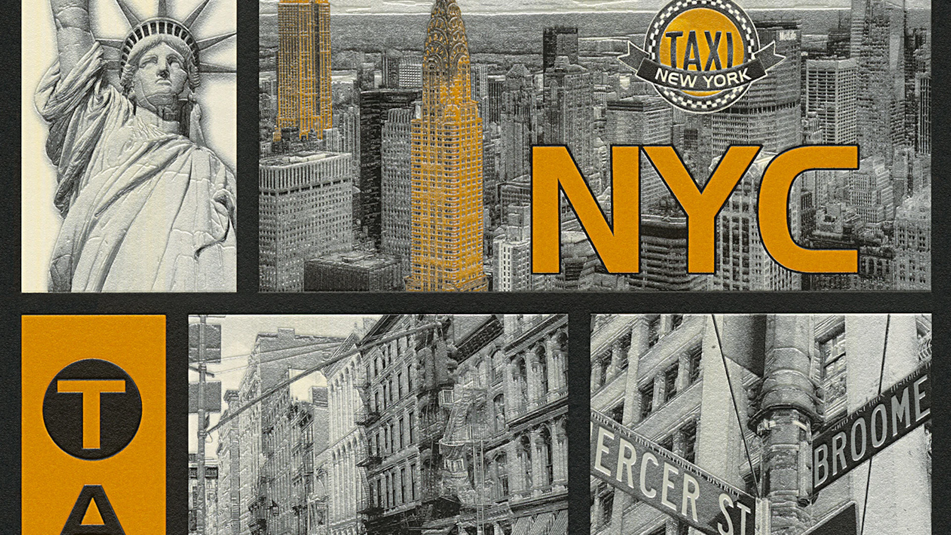 Papier peint vinyle Garçons et Filles 6 A.S. Création papier peint pour enfants NYC Taxi Yellow Metallic Black 451