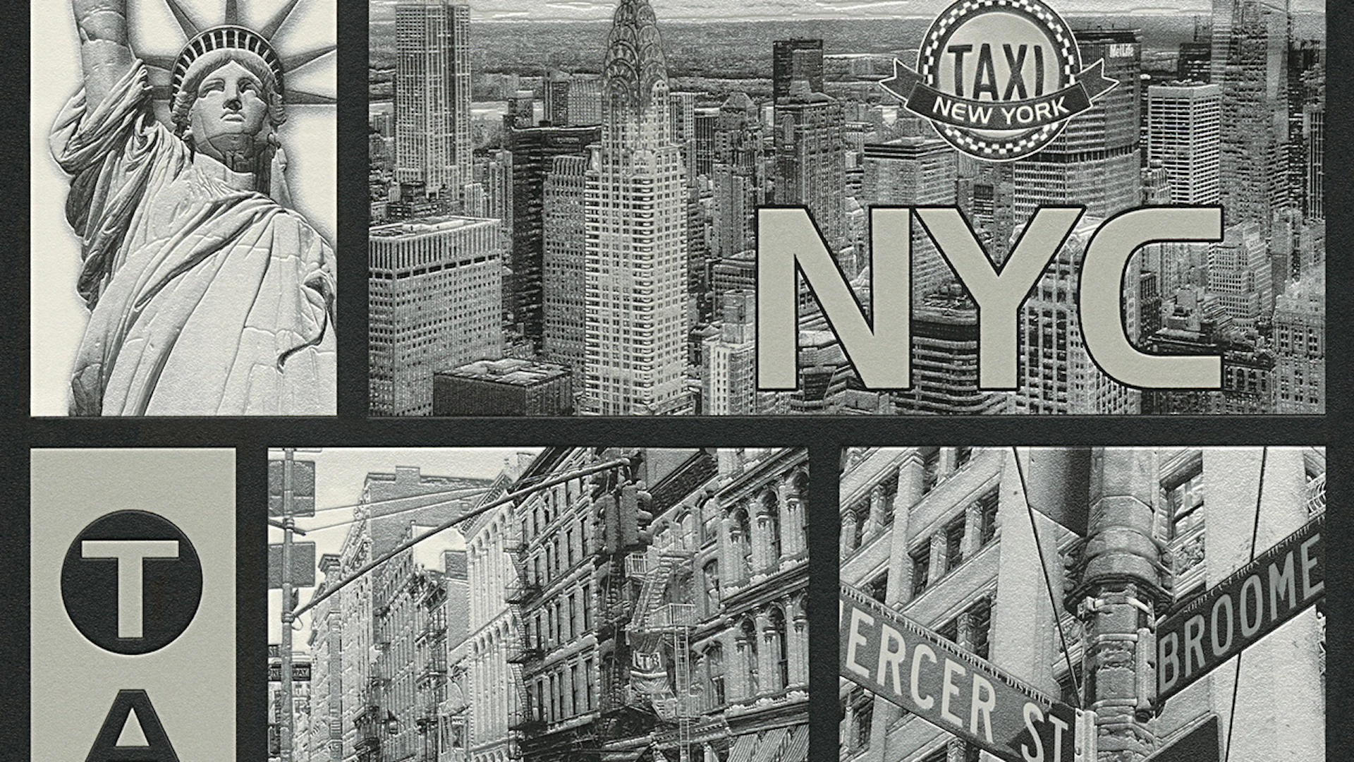 Papier peint vinyle Garçons et Filles 6 A.S. Création papier peint pour enfants NYC Taxi Metallic Black White 452