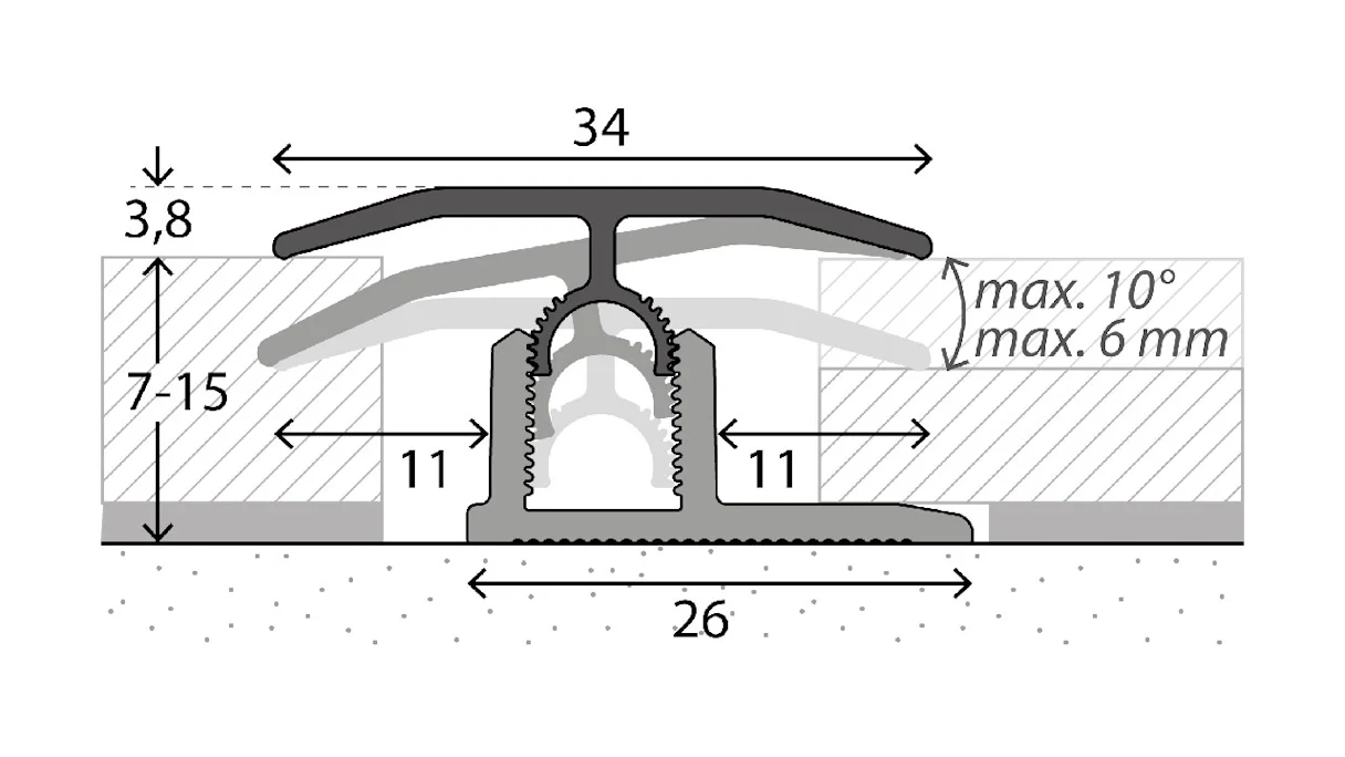 Profil de transition Prinz Profi-Tec MASTER 2700 mm en acier inoxydable brossé