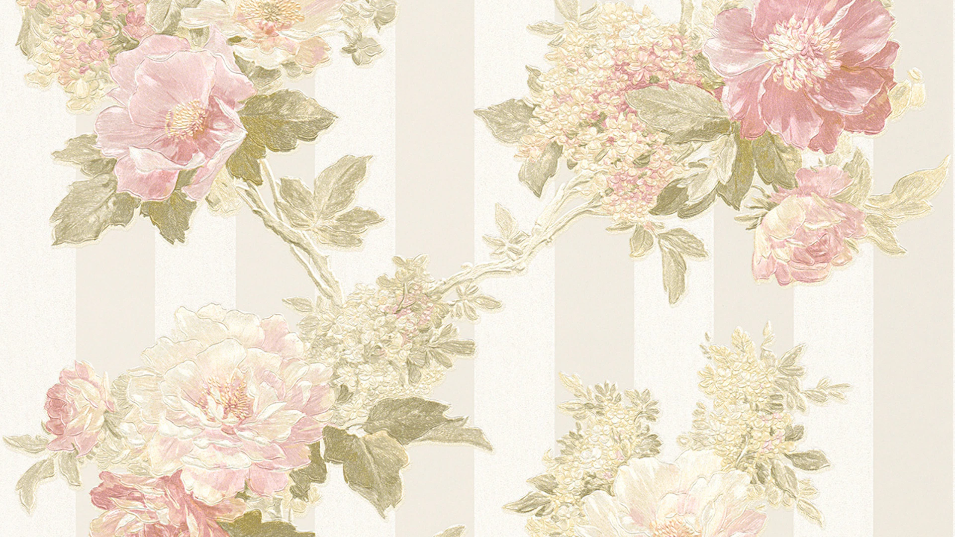 Vinyl wallpaper Best of non-woven A.S. Création Vintage Vintage floral cream green pink 461