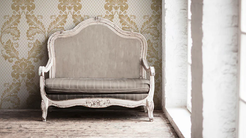 Véritable papier peint floqué Papier mural de luxePapier mural vintage Ornements Architectes Papier Crème Métallique 442