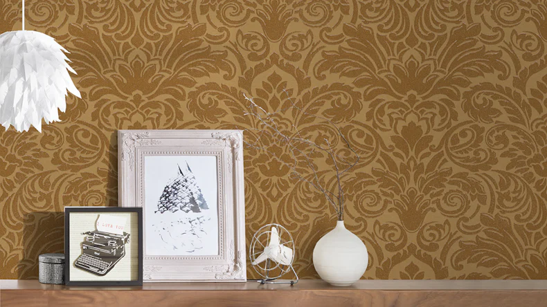 Papier peint en perles de verre Papier mural de luxePapier d'ornement vintage Architectes Papier Métallique 454