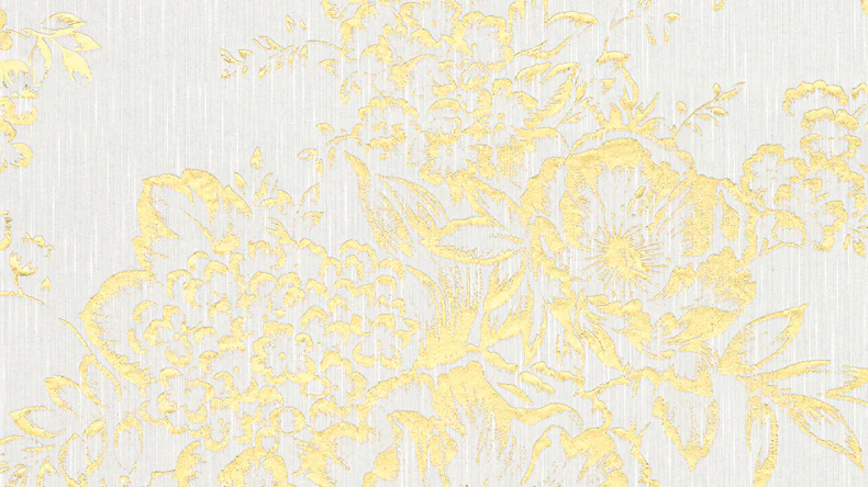 Papier peint textile Soie métallisée Architectes Papier style paysan fleurs or blanc métallisé 571