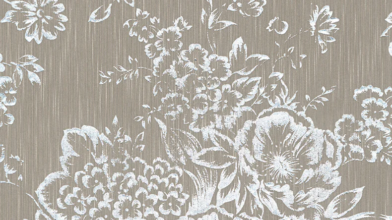 Textile Papier peint Soie métallique Architectes Papier Style paysan Fleurs Gris Blanc 574