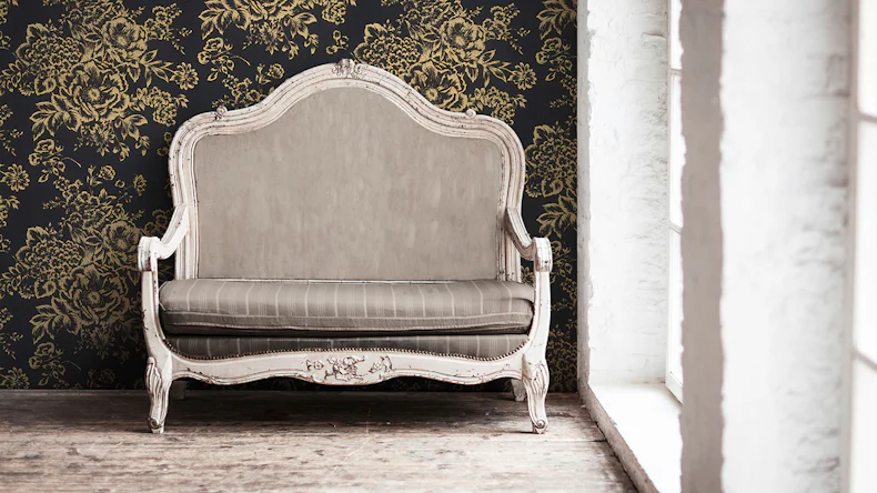 Carta da parati tessile Metallic Silk Architects Architects Carta stile country fiori neri metallici 577