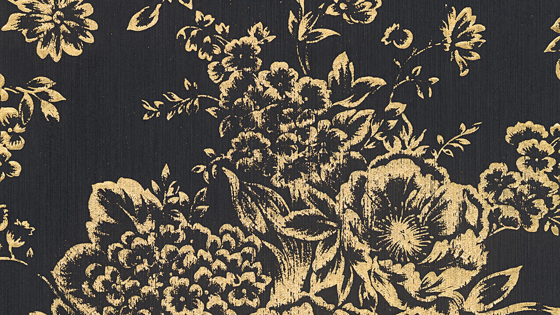 Papier peint textile Soie métallisée Architectes Papier style paysan fleurs noir métallisé 577