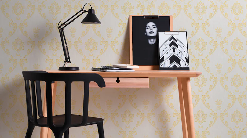 Papier peint textile Soie métallisée Architectes Ornements en papier Blanc métallisé 581