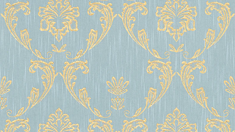 Tessile Carta da parati Metallica Seta Architetti Carta Ornamenti Blu Verde Metallico 586