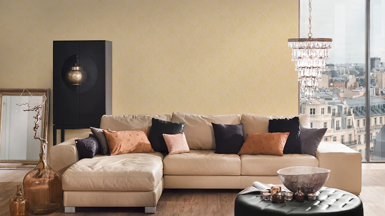 Carta da parati tessile Metallic Silk Architects Architects Carta Ornamenti Crema Metallica 623