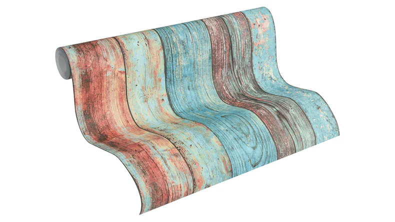 Carta da parati in vinile Best of Wood'n Stone 2a edizione A.S. Création legno vintage da parete blu multicolore 231