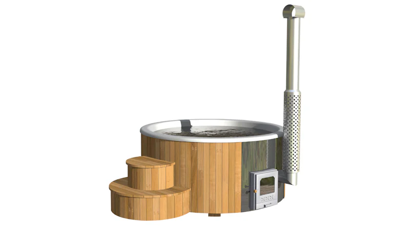 Badebottich 200 Weiß mit Thermodeckel + Ofen