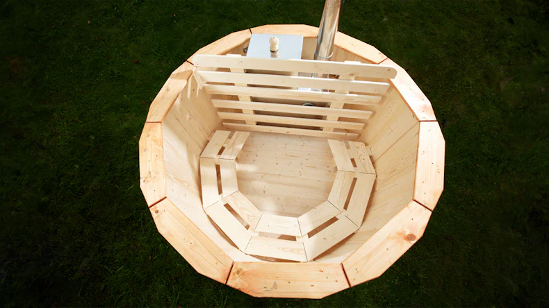 Badebottich 200 Weiß mit Thermodeckel + Ofen