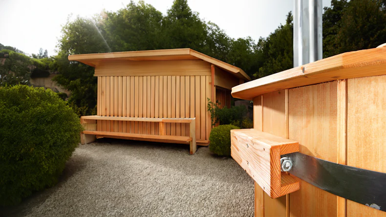 Badebottich 200 Weiß mit Thermodeckel + Ofen