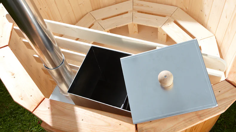 Badebottich 200 Weiß mit Thermodeckel + Ofen