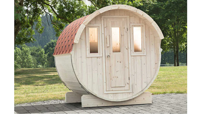 planeo Saunafass Basic 230 montiert DS rot naturbelassen