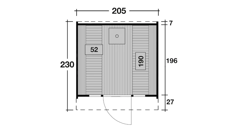 planeo Saunafass Basic 230 montiert DS rot naturbelassen