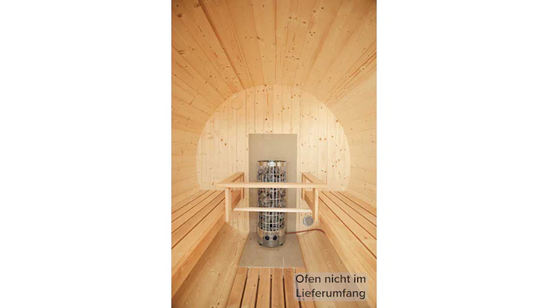 planeo Saunafass Basic 280 montiert DS schwarz naturbelassen