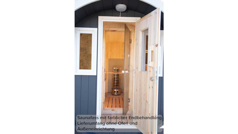 planeo Saunafass Basic 330 montiert DS rot naturbelassen
