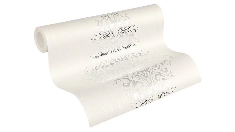 Papier peint textilePapier mural de luxePapier d'ornement Architectes Papier blanc bleu métallisé 451