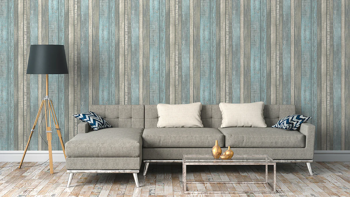 vinyl wallpaper blue modern wood elements 932
