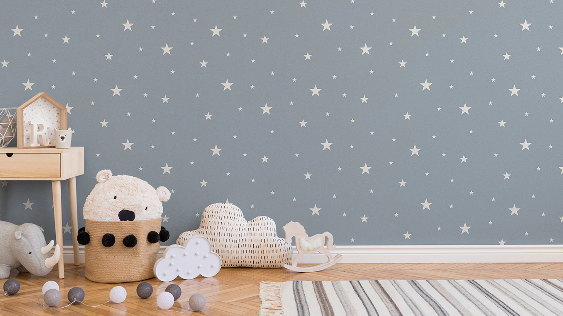 wallpaper Day & Night glow in the dark A.S. Création children's wallpaper grey 403