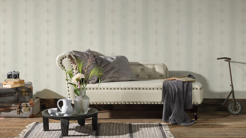 Vinyltapete grau Landhaus Barock Retro Ornamente Hermitage 10 843