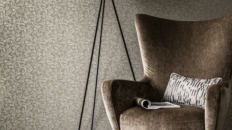 Carta da parati in tessuto non tessuto Alpha Architects Rami in stile country in carta marrone grigio metallizzato 263