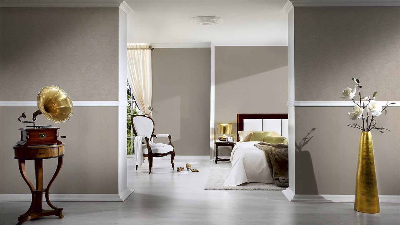 Vinyltapete Castello Architects Paper Unifarben Beige Metallic 402