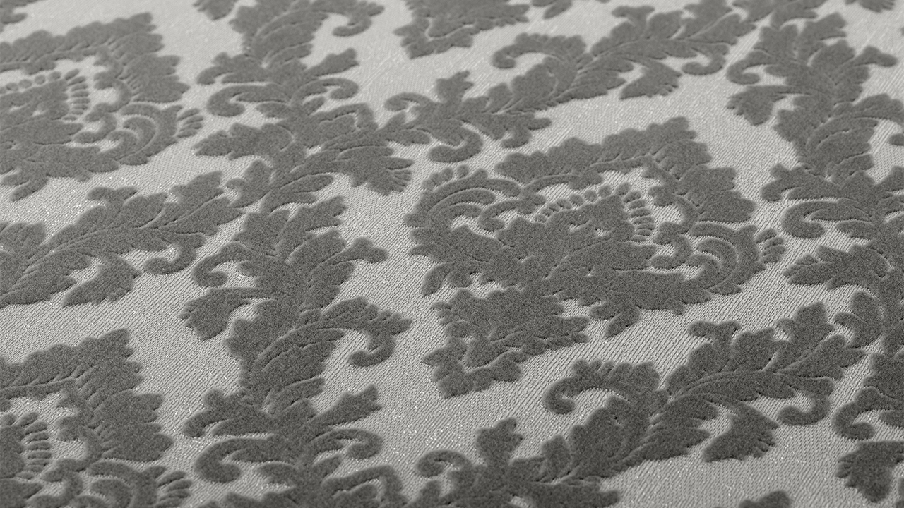 Carta da parati in vinile floccato Castello Architetti Carta Ornamenti Grigio 823