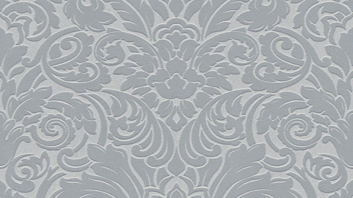 Vinyl wallpaper flocked Castello Architects Paper Ornaments Grey Metallic 833