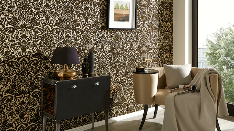 Vinyltapete Beflockt Castello Architects Paper Ornamente Schwarz 834