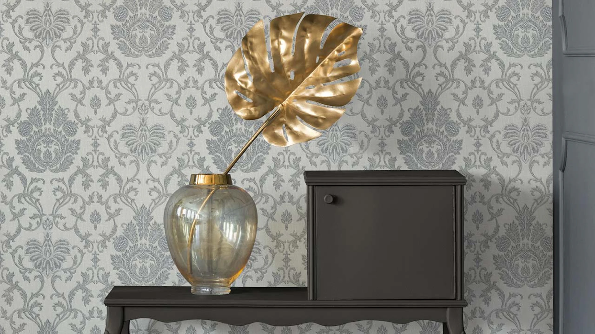 Belle Epoque ornamental wallpaper Modern Grey 010