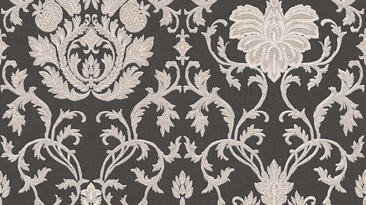 Belle Epoque ornamental wallpaper modern black 058