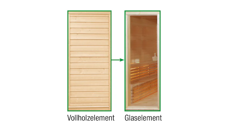 Sauna-Paradiso glass replacement element instead of solid wood