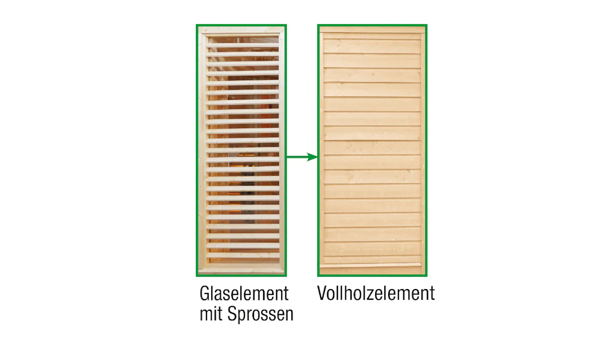 Sauna-Paradiso Vollholz-Austauschelement anstelle Sprossen 91 x 207 cm