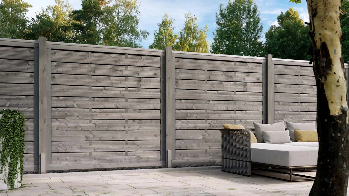 planeo TerraWood - PRIME clôture étanche gris foncé pin 180 x 180 cm