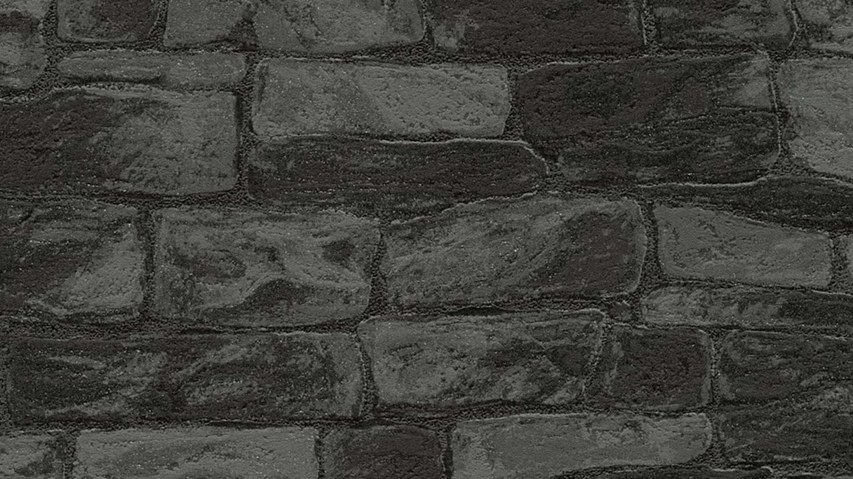 Profiled Wallpaper Single Leaf Stones Classic Black 819