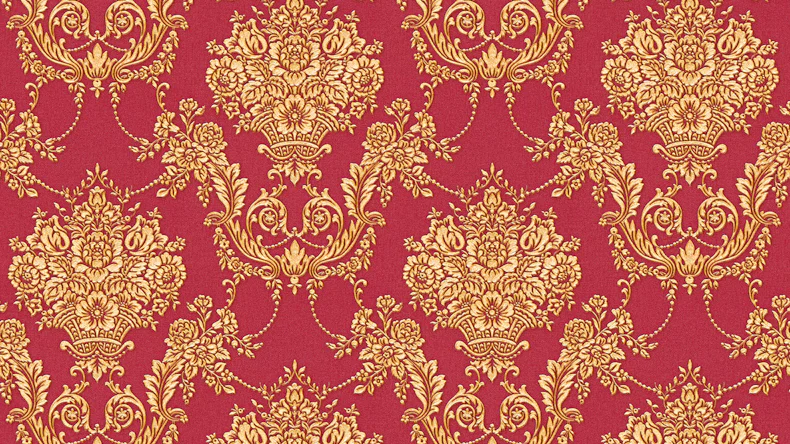 Vinyltapete Château 5 A.S. Création Ornamente Gelb Metallic Rot 922