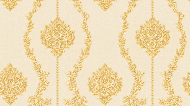 Vinyltapete gelb Retro Landhaus Barock Blumen & Natur Ornamente Château 5 934