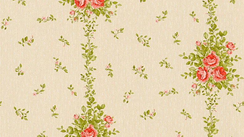 Vinyltapete rot Klassisch Retro Landhaus Ornamente Blumen & Natur Château 5 001