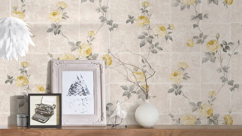 Vinyltapete gelb Klassisch Retro Blumen & Natur Château 5 013