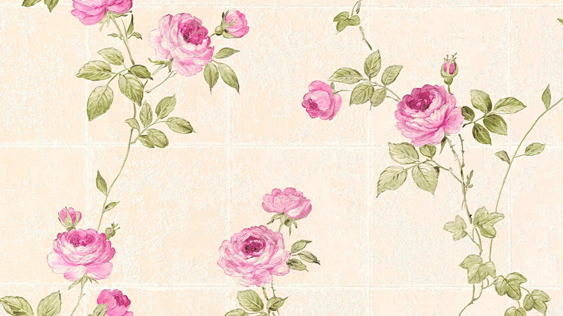 Carta da parati in vinile rosa classico retrò a fiori & castello della natura 5 014