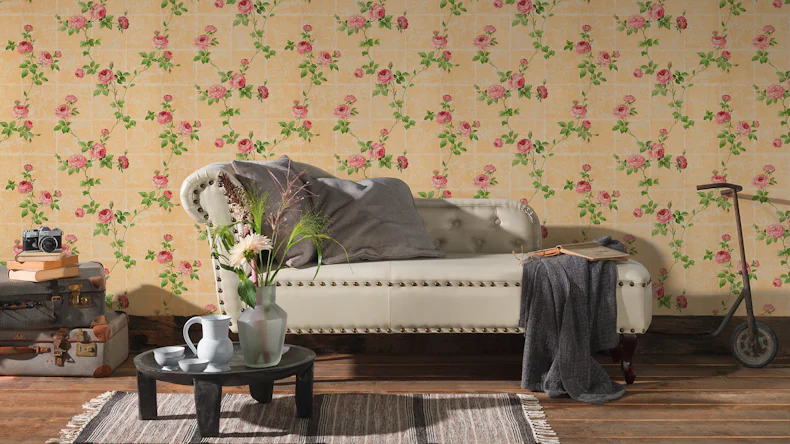 Vinyltapete rosa Klassisch Retro Blumen & Natur Château 5 016