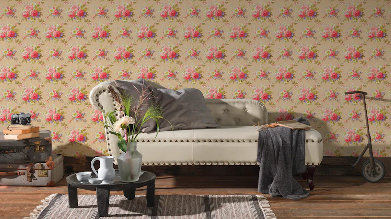 Vinyltapete bunt Klassisch Retro Blumen & Natur Ornamente Château 5 082