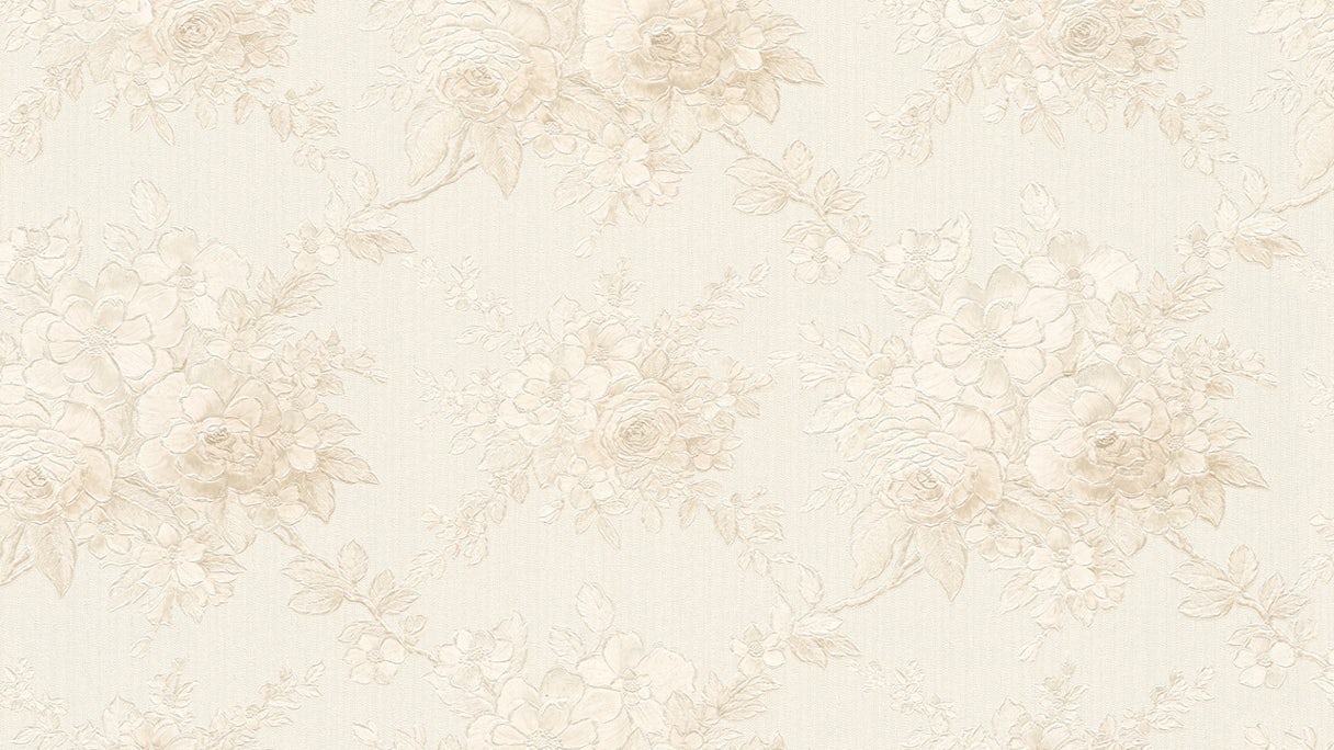 papier peint en vinyle beige classique fleurs rétro & ornements nature château 5 085
