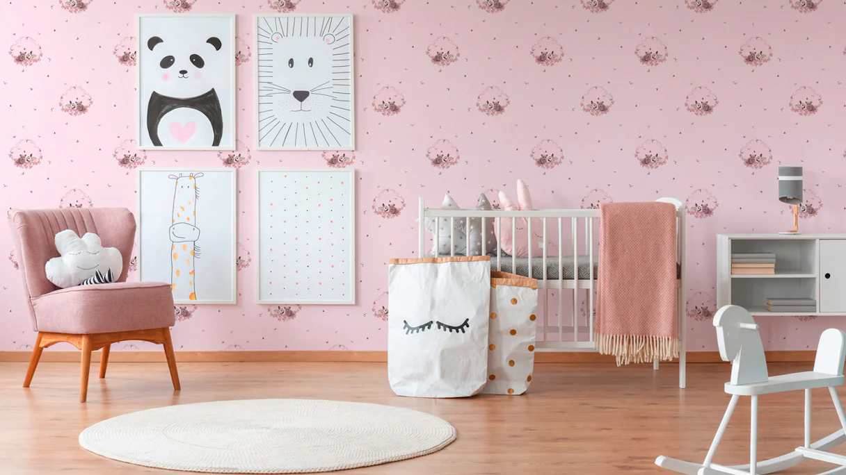 non-woven wallpaper pink modern kids children Little Stars 641