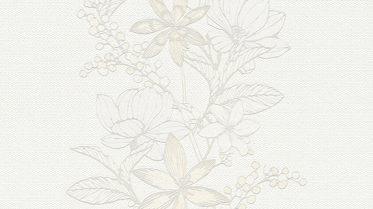 Tapete Esprit Vintage 13 Romantic Botanics Esprit Vintage Blumenranken Grau Metallic Weiß 541