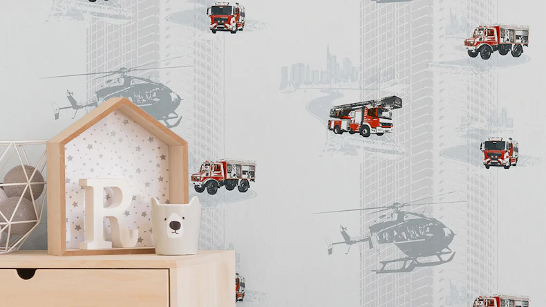 papier peint non-tissé Little Stars A.S. Création papier peint pour enfants gris rouge noir 131