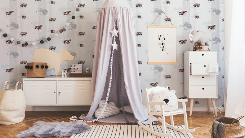 papier peint non-tissé Little Stars A.S. Création papier peint pour enfants gris rouge noir 131