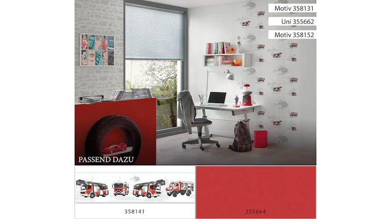 papier peint non-tissé Little Stars A.S. Création papier peint pour enfants gris rouge noir 131